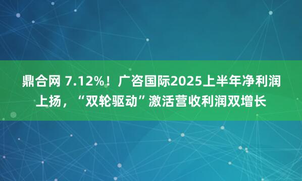 鼎合网 7.12%！广咨国际2025上半年净利润上扬，“双轮驱动”激活营收利润双增长