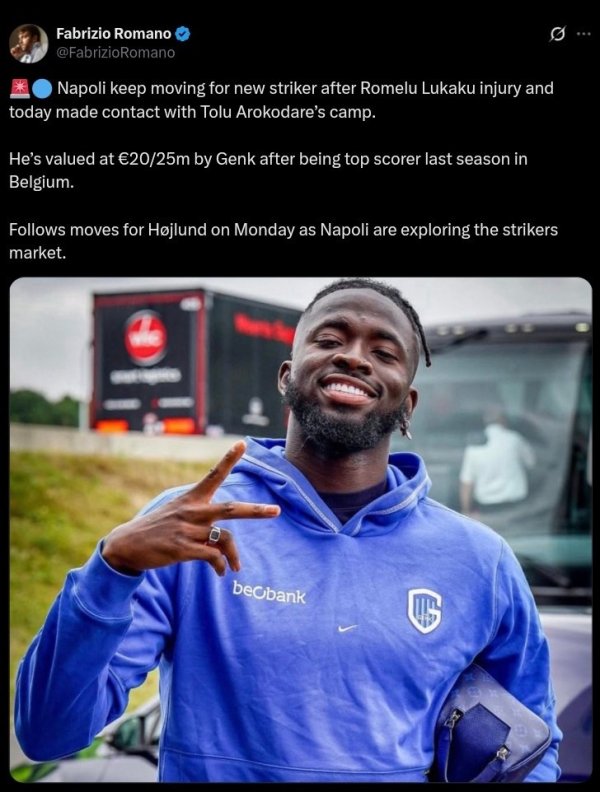 云谷策略 罗马诺: 那不勒斯与阿洛科达尔取得联系, 后者是上赛季比甲金靴奖